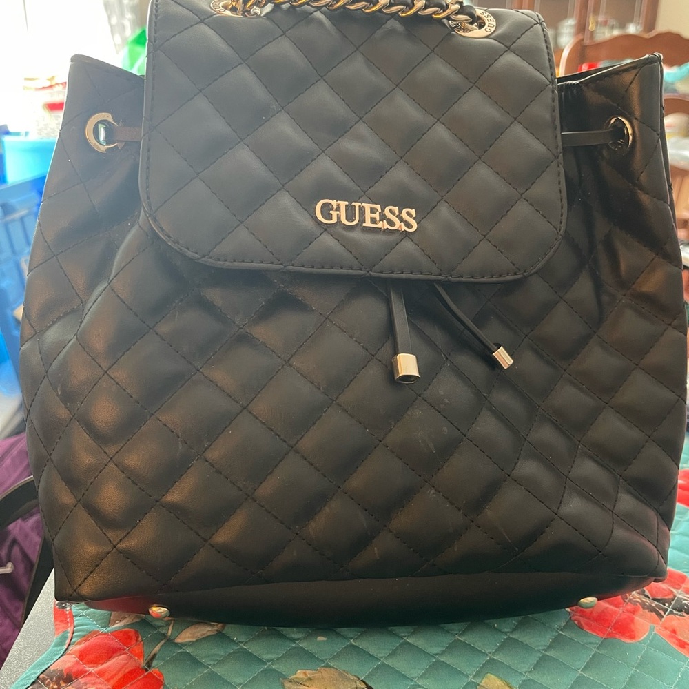 GUESS Black Quilted Backpack
